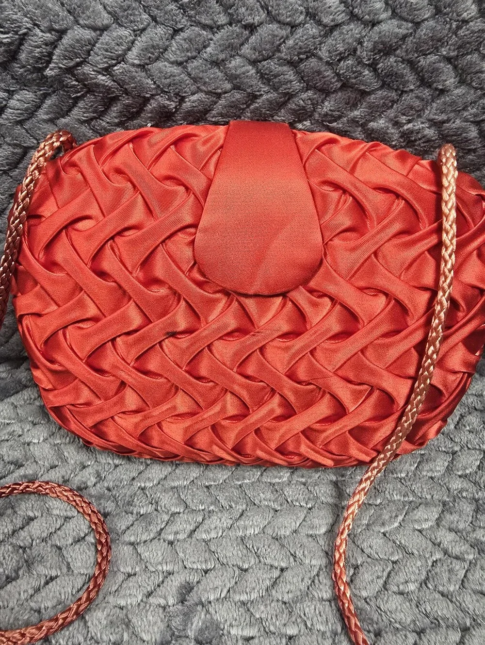 Vintage Sharif Red Satin Woven Evening Clutch